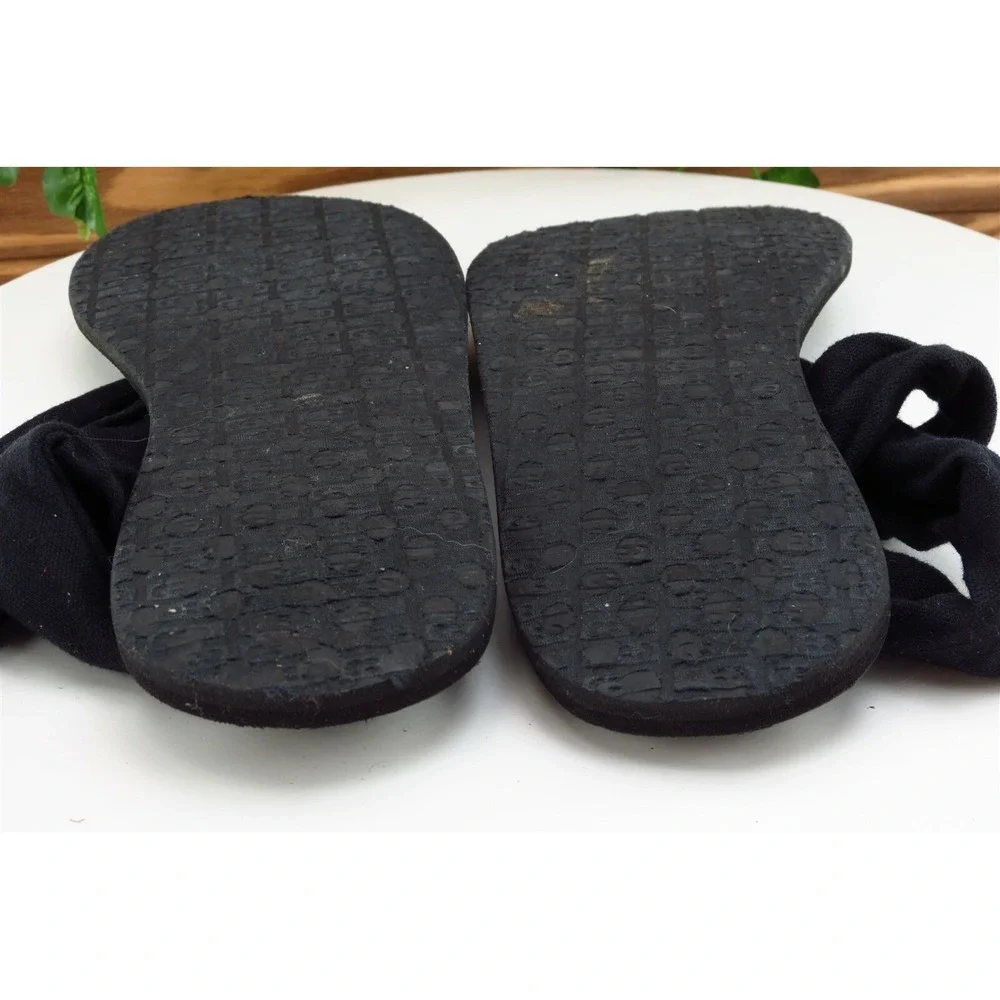 Sanuk Sz 8 M Black‎ Slingback Fabric Women Sandals